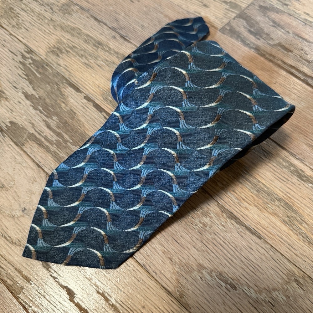 Ermenegildo Zegna Mens Tie Floral Blue 100% Silk Necktie Made In Italy